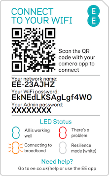 EE Hub WiFi settings card