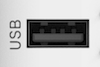 A horizontal rectangular connector. Standard USB A shape 