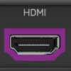 A flat, wide rectangle connector with bottom corners slightly angled. Standard HDMI shape