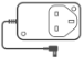 Power supply in 2 parts. A 3-PIN UK plug and a box with a cable with the power connector at the end